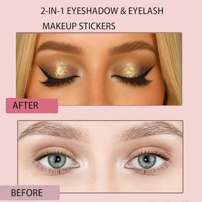 3-in-1 Lazy Eye Shadow Eyelash Patch - 2025 New Self-Adhesive Reusable Eye Makeup Stickers with False Lashes, 3 PCS (Brown Silver Black)