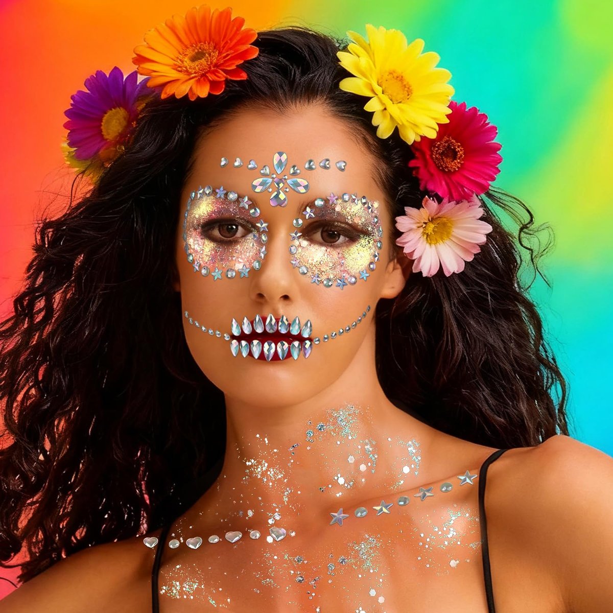 YGDZ Glow in The Dark Body Glitter - Mermaid Face Gems Kit & Hair Glitter Jewels for UV Black Light Parties, Rave Accessories for Women - görsel 11