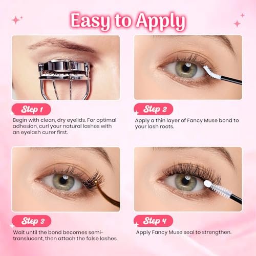 Fancy Muse Lash Bond and Seal Lash Glue - Waterproof Eyelash Cluster Adhesive with Vitamin E, 120H+ Long-Lasting False Eyelash Glue for All Day Wear - görsel 14