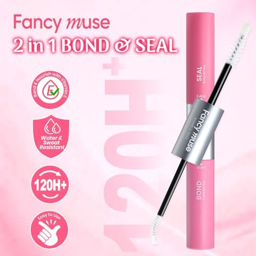 Fancy Muse Lash Bond and Seal Lash Glue - Waterproof Eyelash Cluster Adhesive with Vitamin E, 120H+ Long-Lasting False Eyelash Glue for All Day Wear - görsel 12