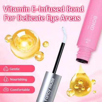 Fancy Muse Lash Bond and Seal Lash Glue - Waterproof Eyelash Cluster Adhesive with Vitamin E, 120H+ Long-Lasting False Eyelash Glue for All Day Wear