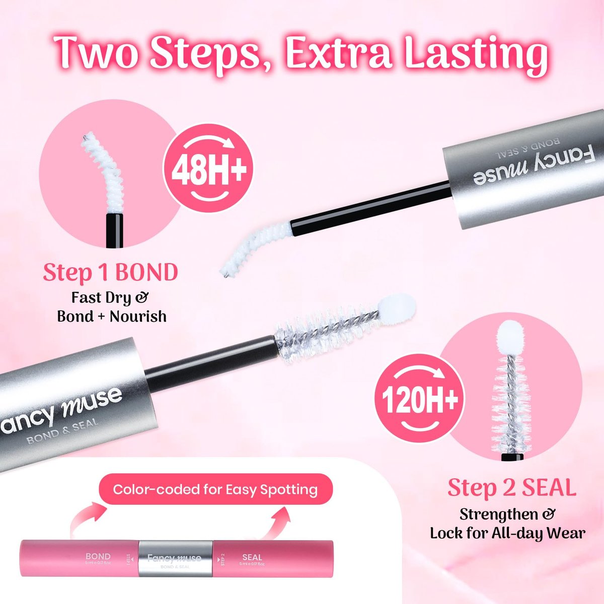 Fancy Muse Lash Bond and Seal Lash Glue - Waterproof Eyelash Cluster Adhesive with Vitamin E, 120H+ Long-Lasting False Eyelash Glue for All Day Wear - görsel 9