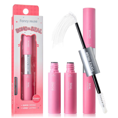Fancy Muse Lash Bond and Seal Lash Glue - Waterproof Eyelash Cluster Adhesive with Vitamin E, 120H+ Long-Lasting False Eyelash Glue for All Day Wear