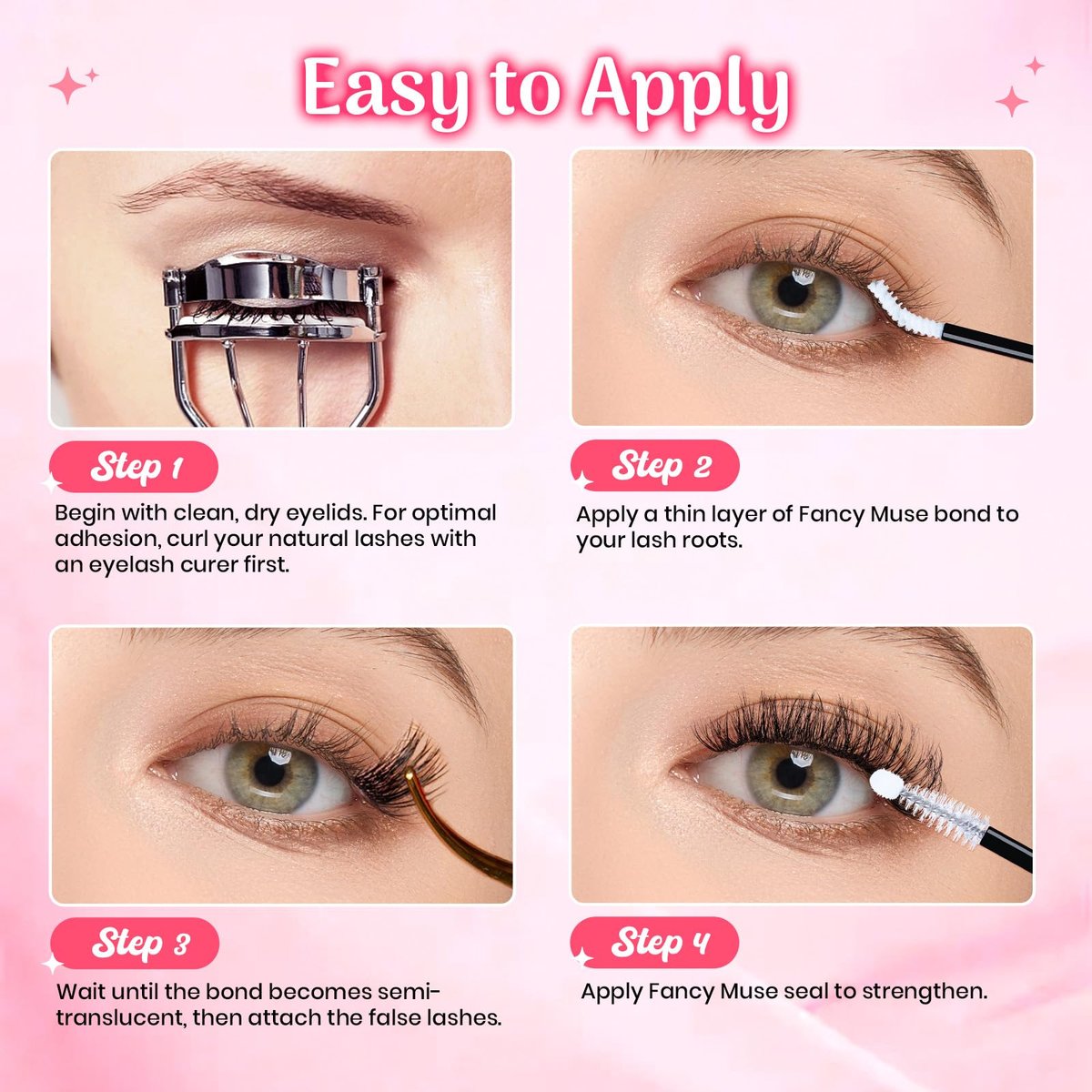 Fancy Muse Lash Bond and Seal Lash Glue - Waterproof Eyelash Cluster Adhesive with Vitamin E, 120H+ Long-Lasting False Eyelash Glue for All Day Wear - görsel 13