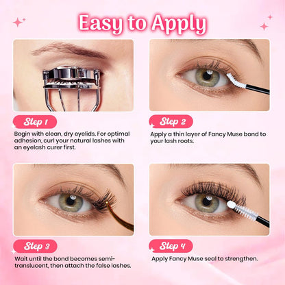 Fancy Muse Lash Bond and Seal Lash Glue - Waterproof Eyelash Cluster Adhesive with Vitamin E, 120H+ Long-Lasting False Eyelash Glue for All Day Wear
