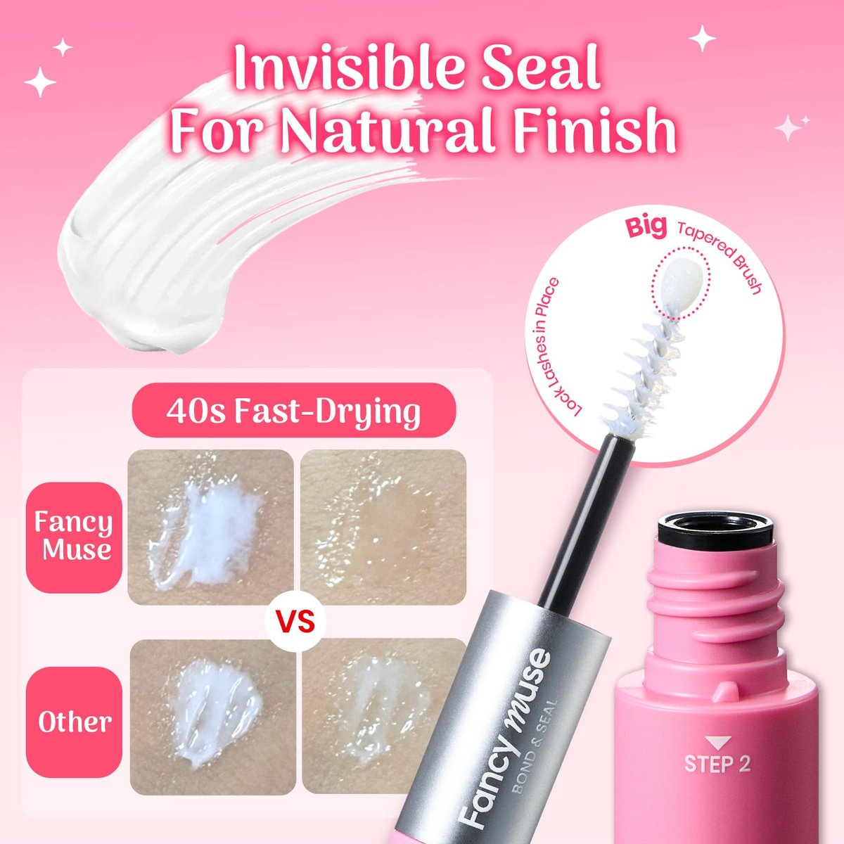 Fancy Muse Lash Bond and Seal Lash Glue - Waterproof Eyelash Cluster Adhesive with Vitamin E, 120H+ Long-Lasting False Eyelash Glue for All Day Wear - görsel 5