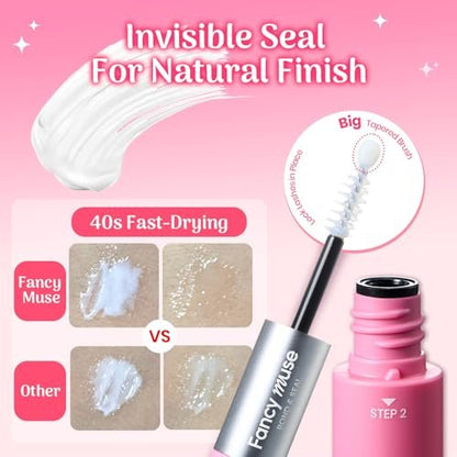 Fancy Muse Lash Bond and Seal Lash Glue - Waterproof Eyelash Cluster Adhesive with Vitamin E, 120H+ Long-Lasting False Eyelash Glue for All Day Wear