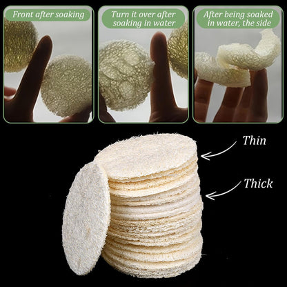 Nogeqi 20-Pack Natural Loofah Sponge Pads - 2.17 Inch Exfoliating Face Scrub Pads for Gentle Cleansing and Makeup Removal