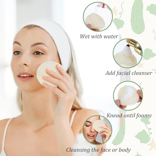 Nogeqi 20-Pack Natural Loofah Sponge Pads - 2.17 Inch Exfoliating Face Scrub Pads for Gentle Cleansing and Makeup Removal - görsel 4