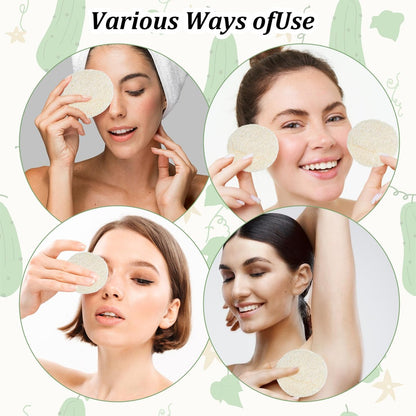 Nogeqi 20-Pack Natural Loofah Sponge Pads - 2.17 Inch Exfoliating Face Scrub Pads for Gentle Cleansing and Makeup Removal