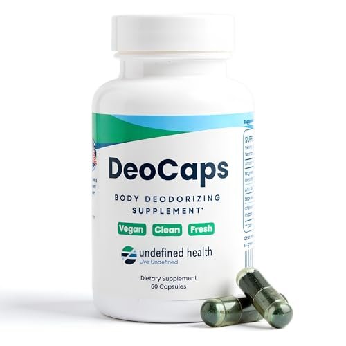 DeoCaps Whole Body Deodorizing Supplement - 100% Natural Internal Deodorant, Sweat Relief - Body Odor Pills Reduce Odor in Underarms, Intimate Areas & Feet - 60 Chlorophyll Capsules for Gut Health Avelisse