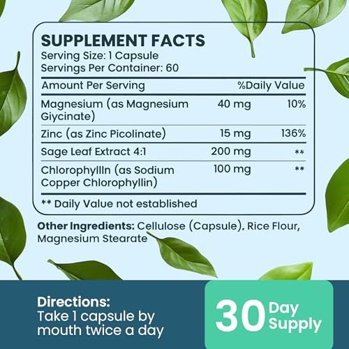 DeoCaps Whole Body Deodorizing Supplement - 100% Natural Internal Deodorant, Sweat Relief - Body Odor Pills Reduce Odor in Underarms, Intimate Areas & Feet - 60 Chlorophyll Capsules for Gut Health Avelisse