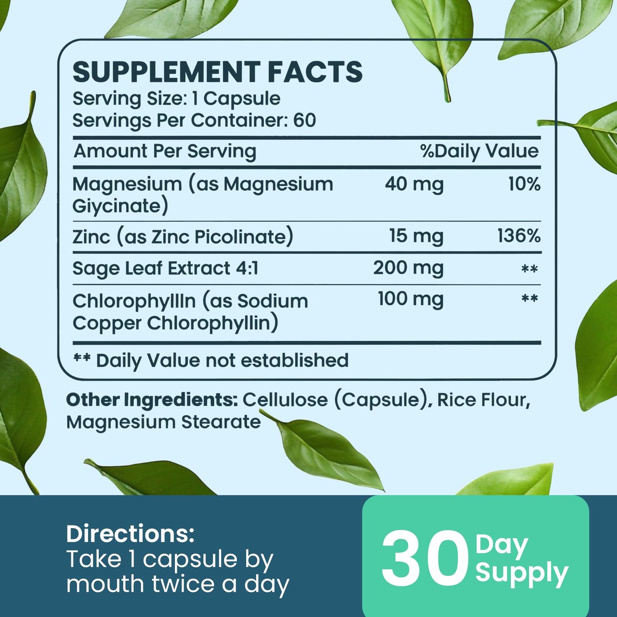 DeoCaps Whole Body Deodorizing Supplement - 100% Natural Internal Deodorant, Sweat Relief - Body Odor Pills Reduce Odor in Underarms, Intimate Areas & Feet - 60 Chlorophyll Capsules for Gut Health Avelisse