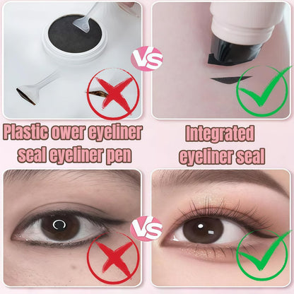 2 Pcs Gel Eyeliner Pencil Set with Foldable Wing Stamp - Waterproof, Smudge-Proof Eyeliner for Beginners & Hooded Eyes