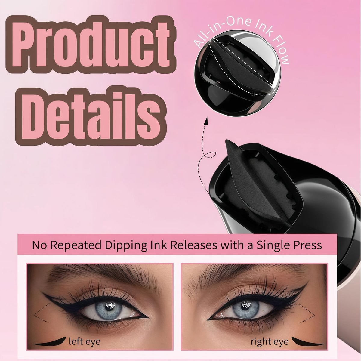 2 Pcs Gel Eyeliner Pencil Set with Foldable Wing Stamp - Waterproof, Smudge-Proof Eyeliner for Beginners & Hooded Eyes - görsel 9