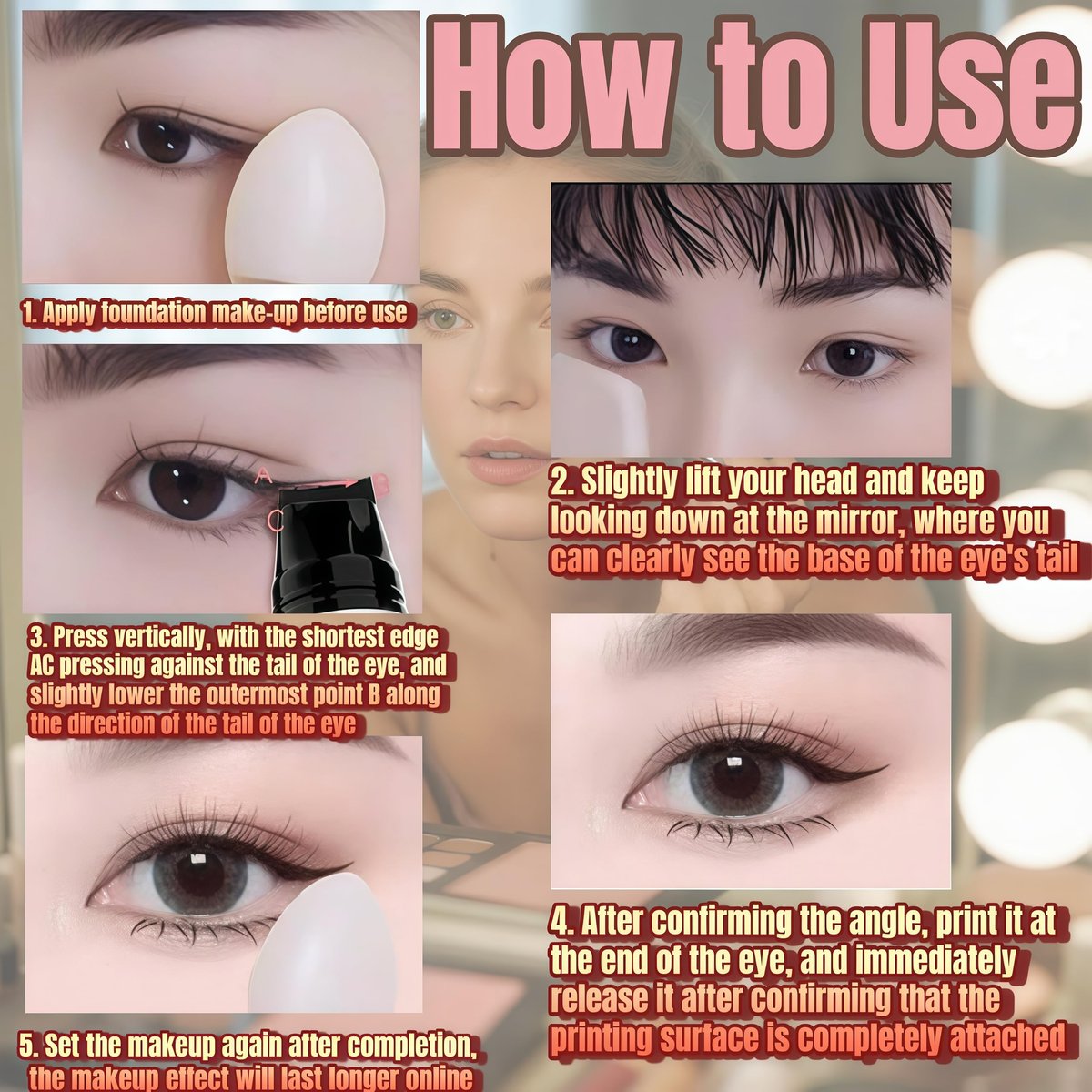 2 Pcs Gel Eyeliner Pencil Set with Foldable Wing Stamp - Waterproof, Smudge-Proof Eyeliner for Beginners & Hooded Eyes - görsel 5