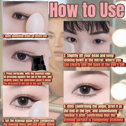 2 Pcs Gel Eyeliner Pencil Set with Foldable Wing Stamp - Waterproof, Smudge-Proof Eyeliner for Beginners & Hooded Eyes