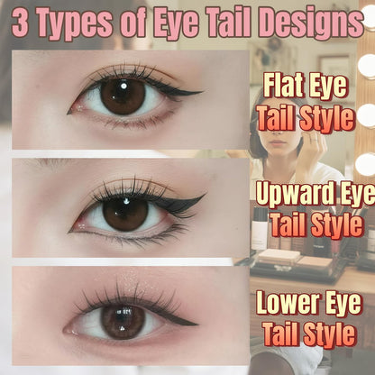 2 Pcs Gel Eyeliner Pencil Set with Foldable Wing Stamp - Waterproof, Smudge-Proof Eyeliner for Beginners & Hooded Eyes
