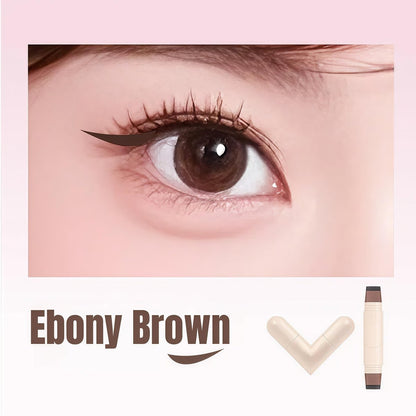2 Pcs Gel Eyeliner Pencil Set with Foldable Wing Stamp - Waterproof, Smudge-Proof Eyeliner for Beginners & Hooded Eyes