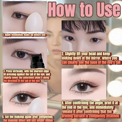 2 Pcs Gel Eyeliner Pencil Set with Foldable Wing Stamp - Waterproof, Smudge-Proof Eyeliner for Beginners & Hooded Eyes