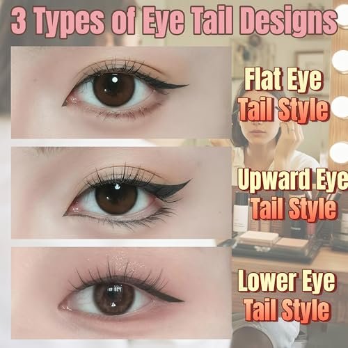 2 Pcs Gel Eyeliner Pencil Set with Foldable Wing Stamp - Waterproof, Smudge-Proof Eyeliner for Beginners & Hooded Eyes - görsel 4