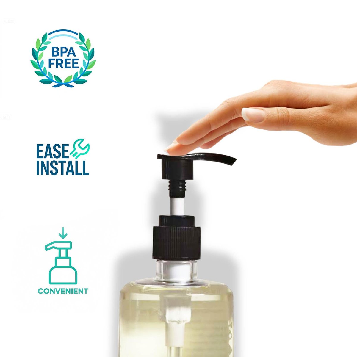 2-Pack Black Plastic Pump Dispenser Compatible with Neutrogena Body Oil 16 Fl Oz Bottles - görsel 3