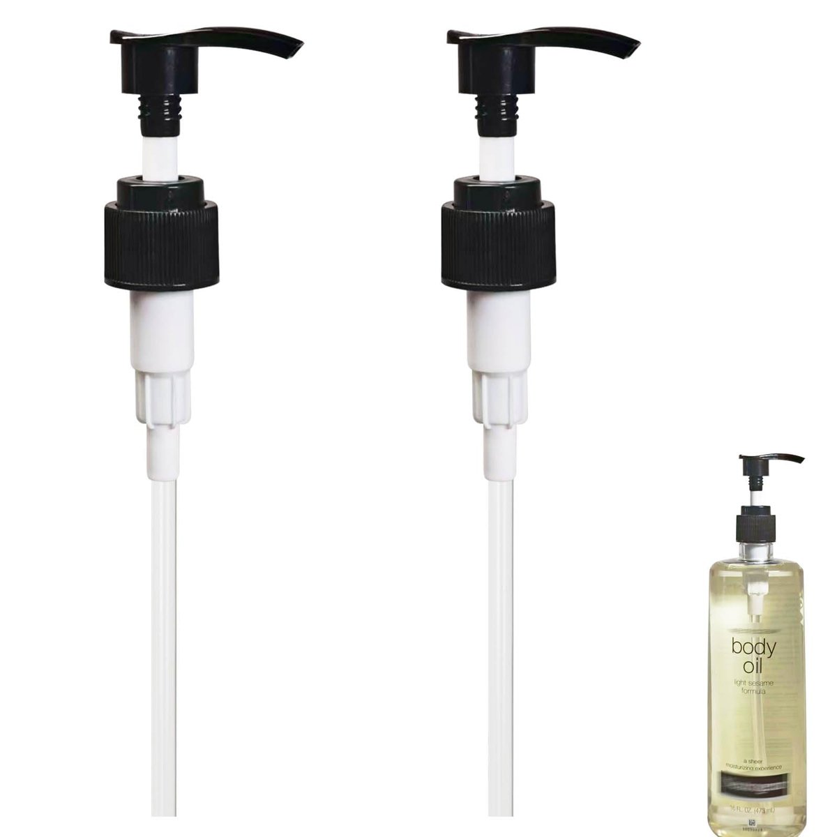 2-Pack Black Plastic Pump Dispenser Compatible with Neutrogena Body Oil 16 Fl Oz Bottles - görsel 1