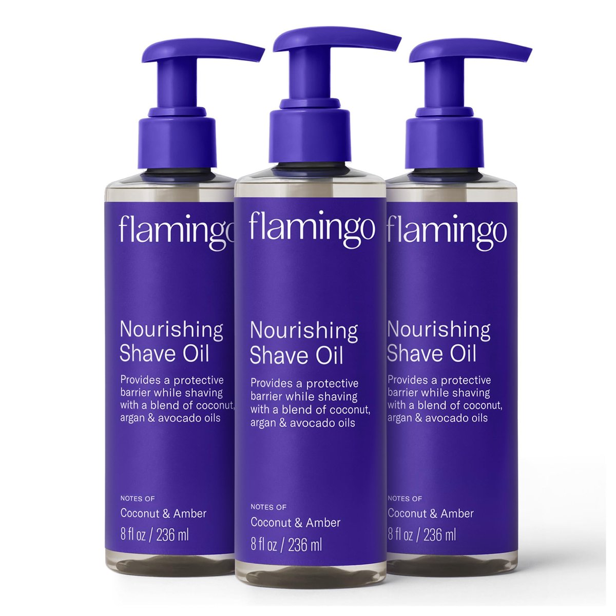 Flamingo Nourishing Shave Oil for Women with Coconut, Argan, & Avocado Oils, 8 FL OZ (Pack of 3) Avelisse