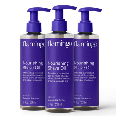 Flamingo Nourishing Shave Oil for Women with Coconut, Argan, & Avocado Oils, 8 FL OZ (Pack of 3) Avelisse
