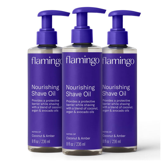 Flamingo Nourishing Shave Oil for Women with Coconut, Argan, & Avocado Oils, 8 FL OZ (Pack of 3) Avelisse