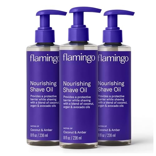 Flamingo Nourishing Shave Oil for Women with Coconut, Argan, & Avocado Oils, 8 FL OZ (Pack of 3) Avelisse