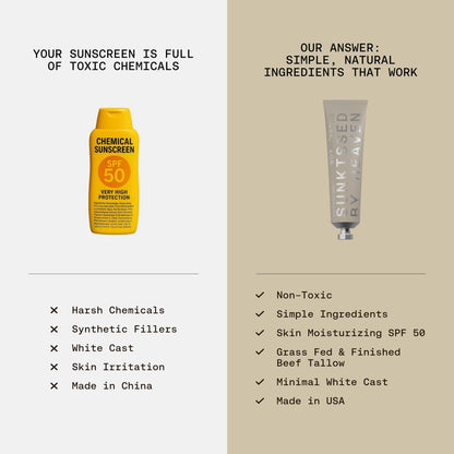Jay Alvarrez Beef Tallow Sunscreen SPF 50 – Grass-Fed Tallow & Zinc Oxide Mineral Sunscreen, No White Cast, Water Resistant Face & Body Sunblock | 3 oz Avelisse