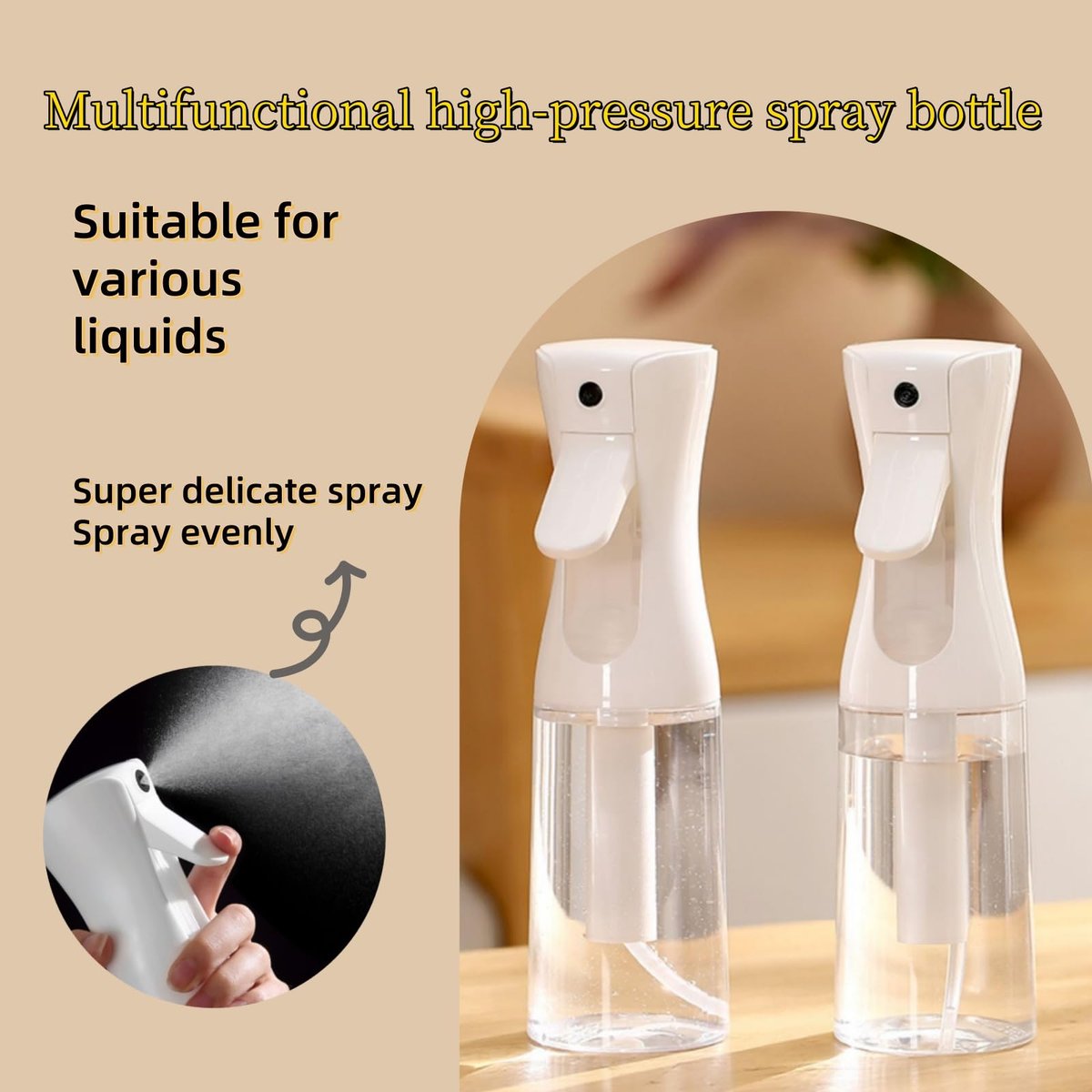viviyoo 2 Pack Continuous Spray Bottles - Ultra Fine Mist Sprayer 6.8 OZ for Hair, Cleaning, Plants, Pets, Salons Avelisse