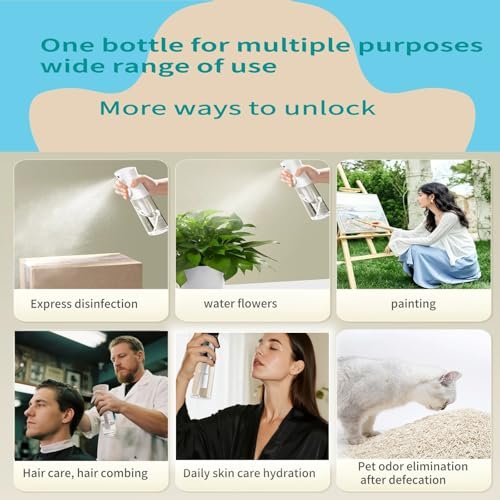 viviyoo 2 Pack Continuous Spray Bottles - Ultra Fine Mist Sprayer 6.8 OZ for Hair, Cleaning, Plants, Pets, Salons Avelisse