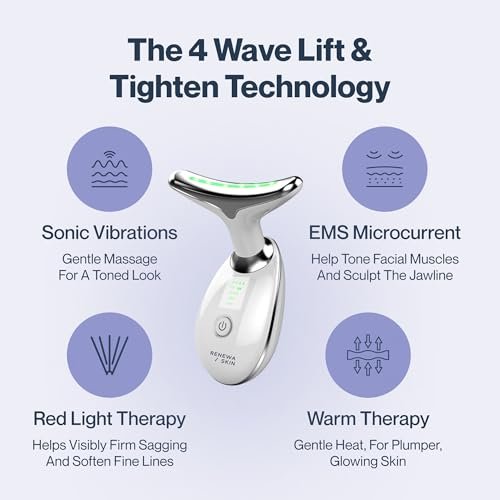 Renewa Skin Face & Neck Sculpting Tool - Handheld Beauty Device with Gentle Light & Soothing Vibration for a Smoother, Refreshed, Radiant Complexion Avelisse
