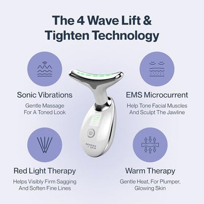 Renewa Skin Face & Neck Sculpting Tool - Handheld Beauty Device with Gentle Light & Soothing Vibration for a Smoother, Refreshed, Radiant Complexion Avelisse