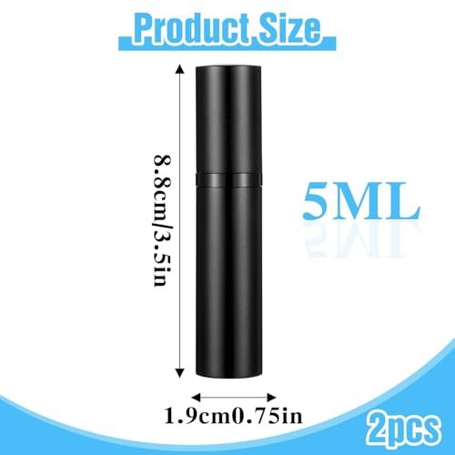 IANFAN 2-Pack Mini Refillable Perfume Atomizer 5ml - Leakproof Travel Cologne Spray Bottle, Empty Dispenser for Outgoing & Traveling - Black & Blue Aluminum - görsel 4