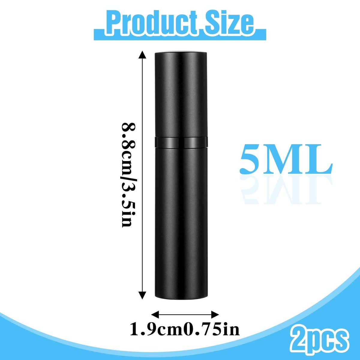 IANFAN 2-Pack Mini Refillable Perfume Atomizer 5ml - Leakproof Travel Cologne Spray Bottle, Empty Dispenser for Outgoing & Traveling - Black & Blue Aluminum - görsel 3
