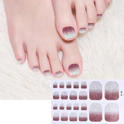 5 Sheets 110 Pcs Gradient Glitter Toe Nail Polish Stickers Strips - Full Nail Wraps, 3D Shiny Colorful Gel Toe Nail Decals for Women Nails Decoration Avelisse