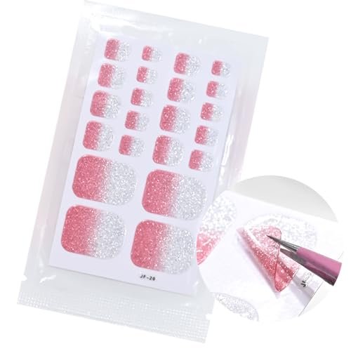 5 Sheets 110 Pcs Gradient Glitter Toe Nail Polish Stickers Strips - Full Nail Wraps, 3D Shiny Colorful Gel Toe Nail Decals for Women Nails Decoration Avelisse