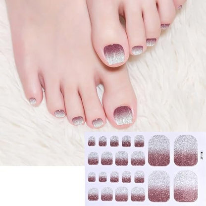 5 Sheets 110 Pcs Gradient Glitter Toe Nail Polish Stickers Strips - Full Nail Wraps, 3D Shiny Colorful Gel Toe Nail Decals for Women Nails Decoration Avelisse