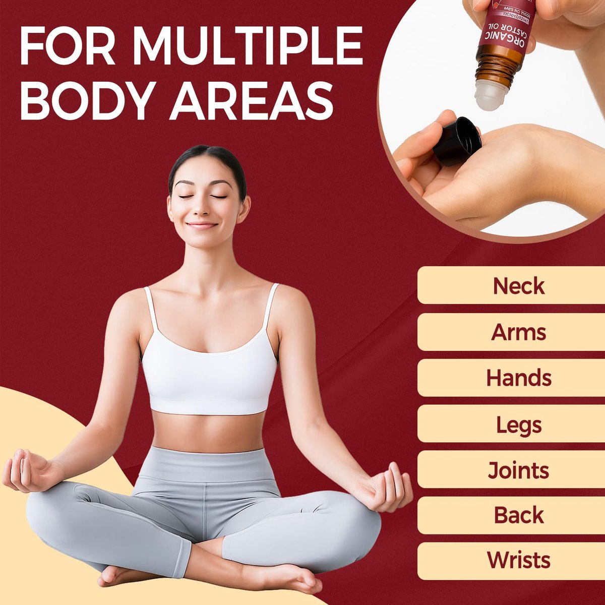 Tiepetly Castor Oil Roll On - 100% Pure & Cold-Pressed Organic Castor Oil, Hexane Free, Moisturizing Skin Roller for Hands, Joints, Waist & Body, 1 Fl Oz Glass Bottle - görsel 5