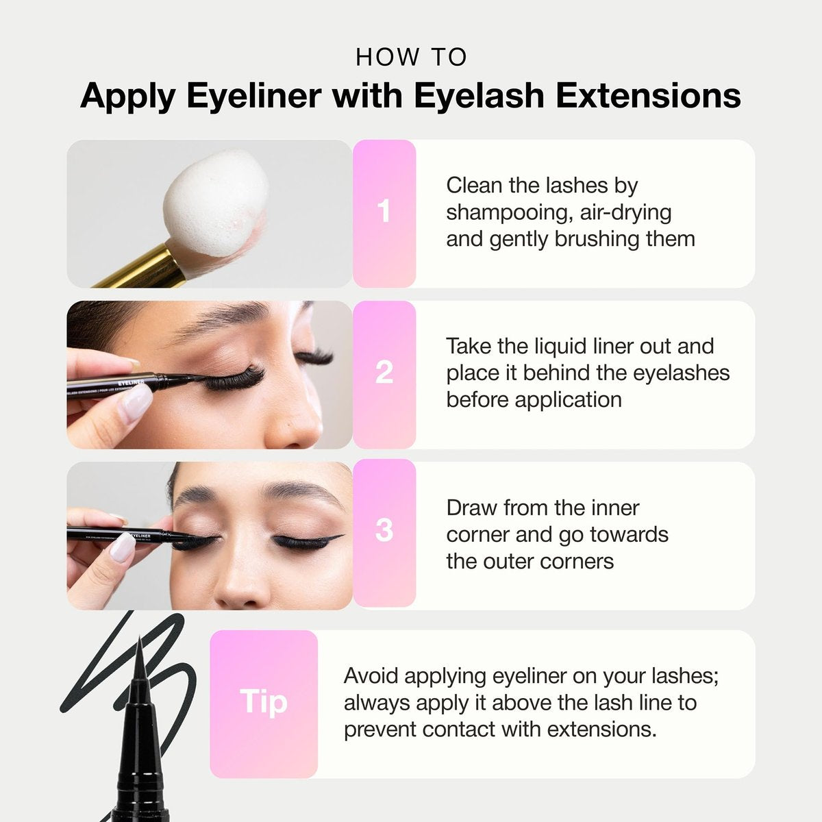 CURACORO Oil-Free Liquid Eyeliner for Eyelash Extensions – Ultra-Fine Felt Tip, Waterproof & Long-Lasting, Smudge-Proof Black Eyeliner - görsel 9