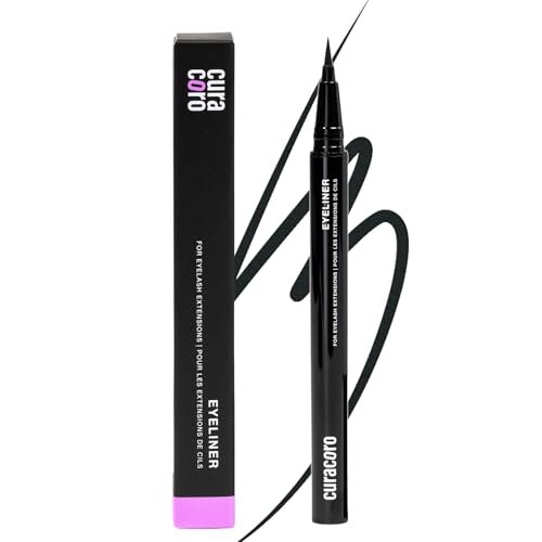 CURACORO Oil-Free Liquid Eyeliner for Eyelash Extensions – Ultra-Fine Felt Tip, Waterproof & Long-Lasting, Smudge-Proof Black Eyeliner - görsel 2