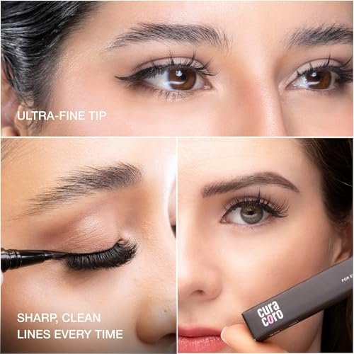 CURACORO Oil-Free Liquid Eyeliner for Eyelash Extensions – Ultra-Fine Felt Tip, Waterproof & Long-Lasting, Smudge-Proof Black Eyeliner - görsel 8