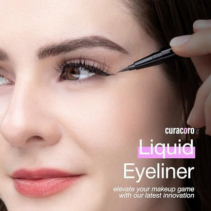 CURACORO Oil-Free Liquid Eyeliner for Eyelash Extensions – Ultra-Fine Felt Tip, Waterproof & Long-Lasting, Smudge-Proof Black Eyeliner