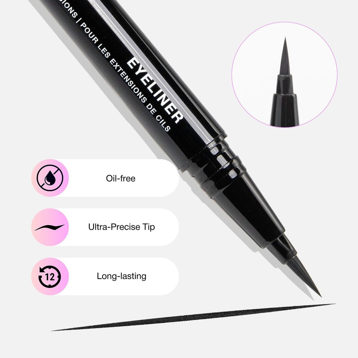 CURACORO Oil-Free Liquid Eyeliner for Eyelash Extensions – Ultra-Fine Felt Tip, Waterproof & Long-Lasting, Smudge-Proof Black Eyeliner - görsel 5