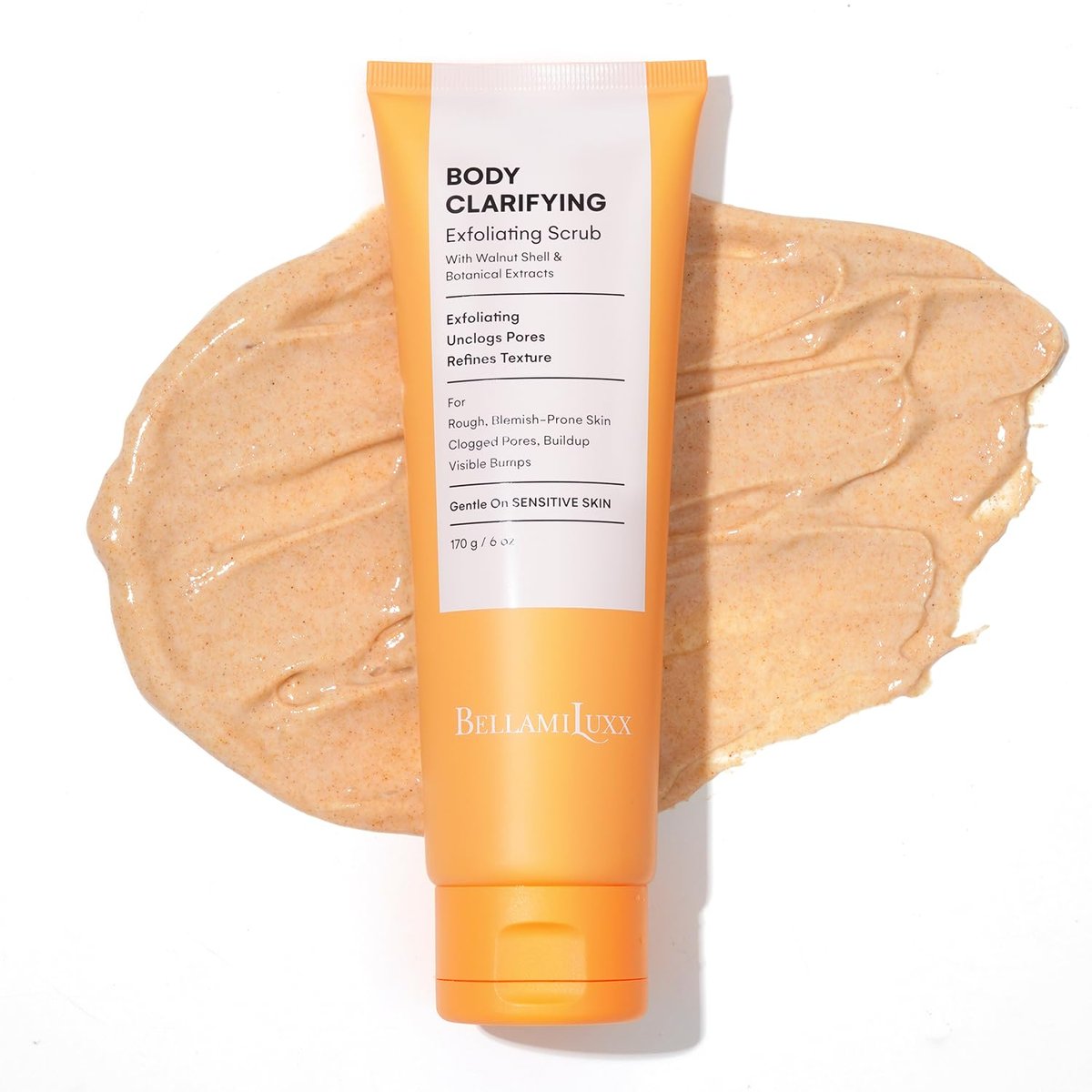 BellamiLuxx Body Acne Treatment Scrub - Helps Reduce Body Breakouts on Back, Chest, Butt & Thighs - Back Acne Treatment for Men, Women & Teens - Butt Acne Wash with Natural Actives for Smooth Skin Avelisse