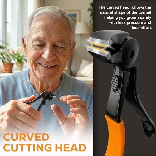 EZPIK Thick Toe Nail Clippers for Seniors with Nail File Set - Ergonomic Long Handle, Angled Head, Stainless Steel Blades for Weak & Arthritic Hands - görsel 12