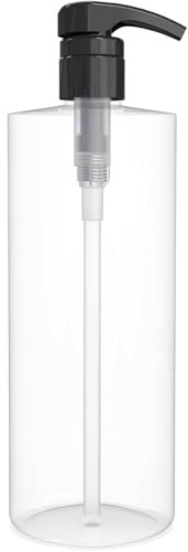 BRIGHTFROM Empty Shampoo Pump Bottle, 32 OZ / 1 Liter, BPA-Free Clear Cylinder Container with Black Pump - Leak Proof for Household & Commercial Use - görsel 2